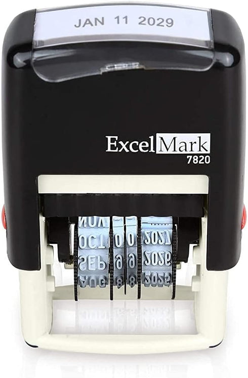 ExcelMark 7820 Self-Inking Rubber Date Stamp - Great for Shipping, Receiving, Expiration Dates (Black Ink)