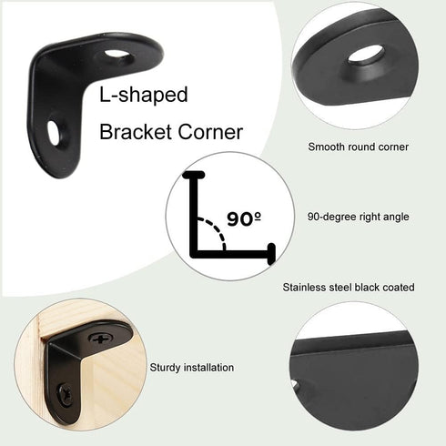 90 16Pcs 1inch) L Bracket Corner Brace Joint Right Angle Degree Fastener Wood Support for Shelves Braces Mounting
