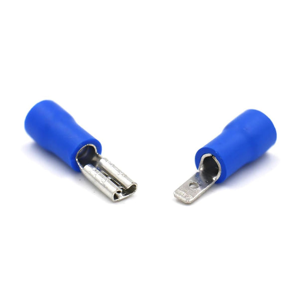 Baomain 0.11" Insulated Spade Connectors, 16-14 AWG Quick Disconnect Electrical Wire Connectors, Blue (200-Pack)
