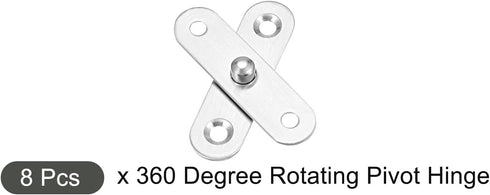 360 Degree Rotating Pivot Hinge (57 x 16mm) 8 Sets, Stainless Steel Door Hinges for Home