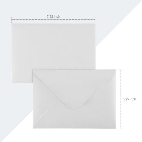 Granhoolm 50 Pack A7 Invitation Envelopes, 5x7 V Flag 5.25 x 7.25 for Cards, Ideal for Weddings, Parties (Silver Pearl)