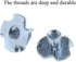 M6 X 10mm T Nut 4 Prong Tee Blind Nuts - Threaded Insert, No Rust Carbon Steel Zinc Plated, 40 Pack
