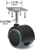 Slipstick CB681 Rubber Caster Wheels, 2 Inch Floor Protector, Set of 4, Black/Gray Green