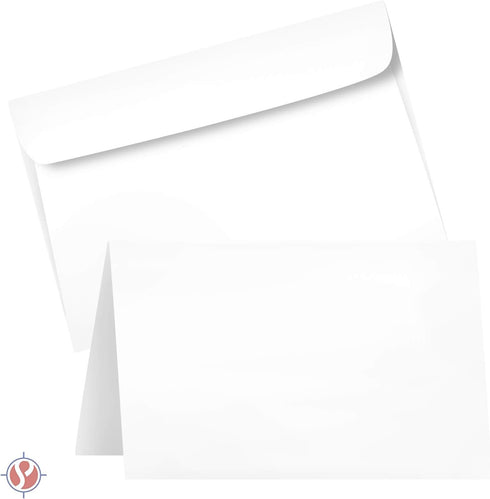 Big Blank Scored Folding Cards Set - 50 White Cardstock 8.5 x 11” with 50 Envelopes 6 x 9” | Perfect for Invitations,