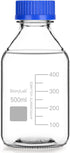 stonylab Graduated Storage Bottles with GL45 Screw Cap, 500 ml Borosilicate Glass Clear Round Lab Bottles