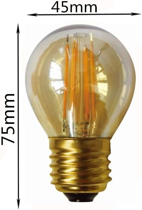 4W G45 Dimmable Bulb G45 Bulbs E26/E27 Light,G14/G45 Shape,E26/E27 Glass,2300K Pack 6 LED Filament LED Vintage Edison