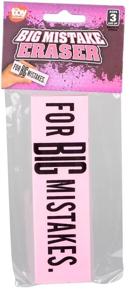 Giant Pink Erasers for Big Mistakes, Large Pencil Rubber Eraser, Back to School Stationery Supplies (3 Pack)
