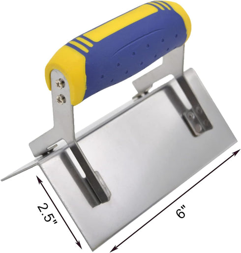 Drywall Corner Tool Concrete Edger, 6" X 2.5" External Corner Trowel Professional Stainless Steel Sheetrock Corner Shaping trowel Tool with Comfort Grip Handle (External Corner Trowel)