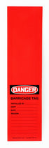AccuformNMC 25 "Danger Barricade Tag, Adhesive Vinyl Wrap 'n Stick, 12" x 3.125", Black/White on Red