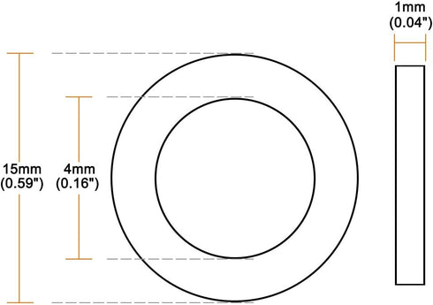 uxcell Nylon Flat Washers 15mm OD 4mm ID 1mm Thickness for Faucet Pipe Water Hose, 100-Pack