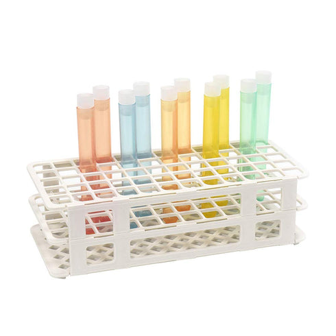 ULAB Scientific White Tube Rack Set, 1pc White Tube Rack and 60pcs Plastic Macaroon Party Tubes