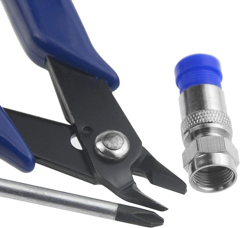 XINGYHENG 14Pcs Coaxial Cable Compression Crimping Tool Kit, RG59 RG6 Coax Crimper, Cable Stripper