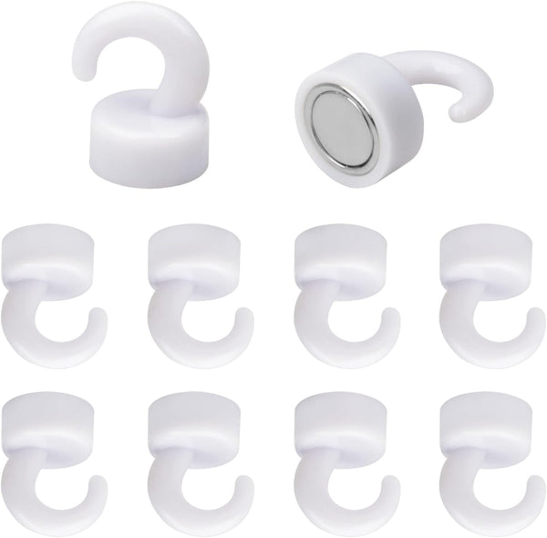Small Magnetic Hooks White (2024 New) - Mini Light Duty Hooks for Refrigerator, Kitchen, Classroom, Office - Pack of 10