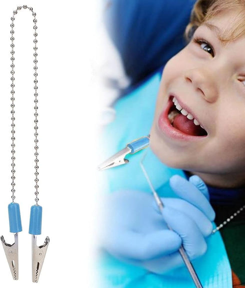 5Pcs Dental Lab Bib Clip, Stainless Steel Napkin Holder for Clamping Disposable Cordless Dental Bib, Blue