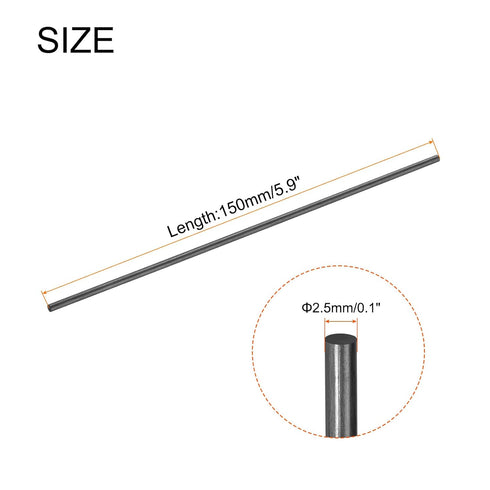 MECCANIXITY 3 Pack Carbon Fiber Rod, 2.5mm x 150mm for RC Plane DIY Tool Wing Tube Quadcopter Arm