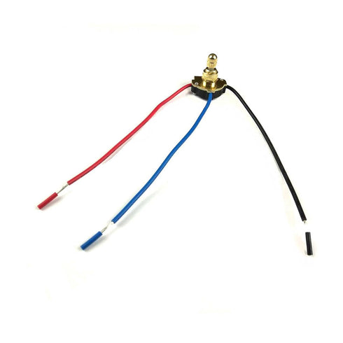 Zing Ear ZE-136M 3/8 Two Circuit 3-Way Rotary Button Switch, Brass Replacement Part for Lamps