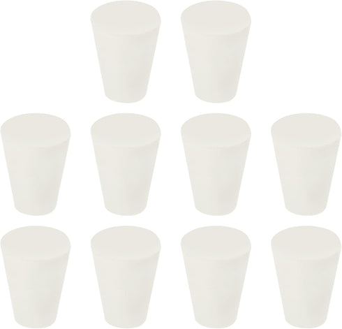 MECCANIXITY Rubber Tapered Plug 9mm to 13mm Solid Test Tubes Bungs Stopper White, 10 Pieces