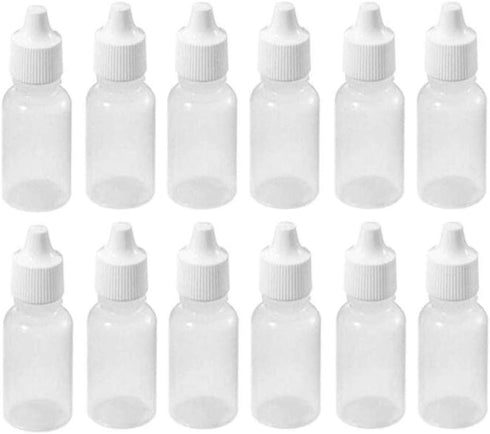 12 PCS 30ml 1oz Empty Refillable LDPE Plastic Squeezable Eye Dropper Bottles with Screw Caps and Plugs