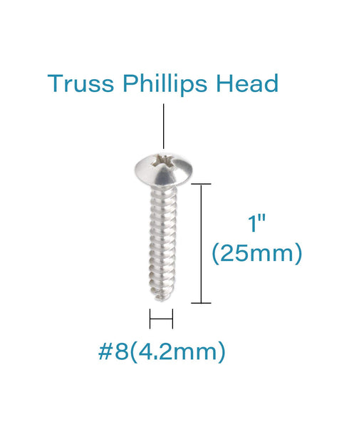 100Pcs #8 x 1 Truss Head Phillips Wood Screws, Self Tapping 304 Stainless Steel by IMSCREWS