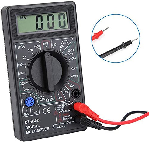 Multimeter, DT-830B Amp Volt Ohm Tester Ammeter Voltmeter Multifunctional Portable LCD Digital Ohmmeter Meter Electricians Tools( Black)