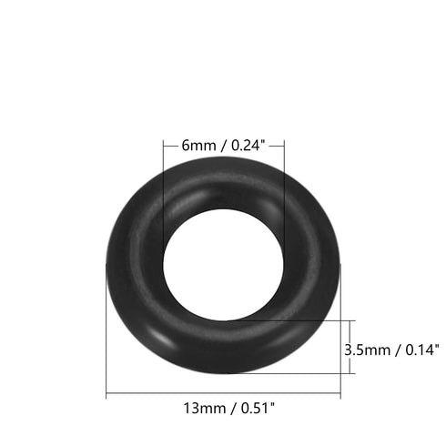 Othmro 50Pcs Nitrile Rubber O-Rings 0.13in Wire Dia 0.51in OD Metric Sealing Nitrile NBR Rubber Washers Round Buna-N O-Rings for Air Sealing Professional Plumbing Car Repair Air Connections Black