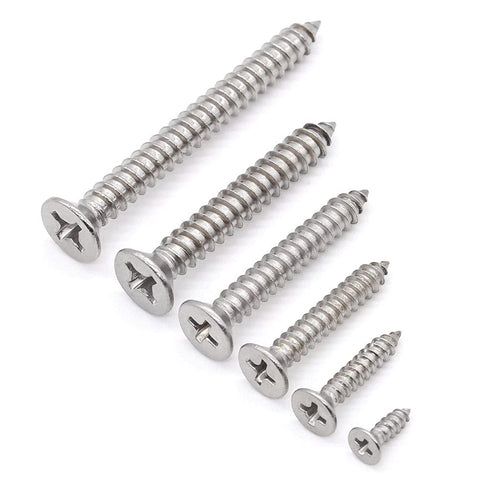 Glvaner #14 x 1-1/4 inch Flat Head Wood Screws, 50 pcs 304 Stainless Steel Self Tapping Screw