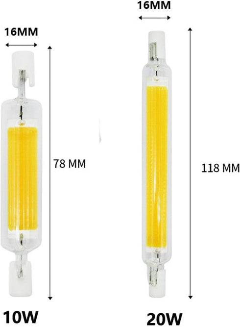 R7S Bulb 110V 78mm/118mm/189mm, Dimmable 360 2700-3000K 78mm15W LED Beam Flood Light, for Garage Floor Lamp Halogen