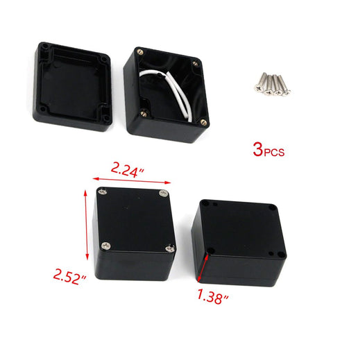 YXQ 63x58x35mm Waterproof Electric Project Case Junction Box with Cover, Black Plastic, 3-Pack