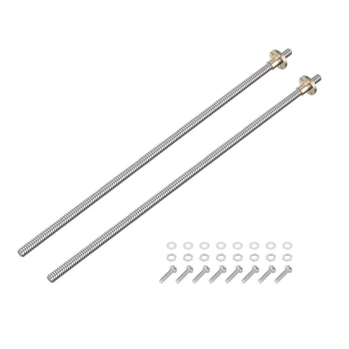 uxcell 2 Pcs 350mm / 14 Inch Tr8x2 Stainless Steel Lead Screw with T8 Brass Nut for 3D Printer Z Axis