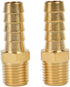 2 Pack Brass Hose Fitting Adapter - 3/8" Barb x 1/4" NPT Male Pipe for Plumbing