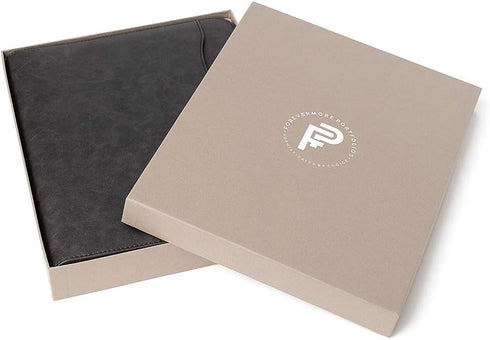 Forevermore Portfolios Padfolio Binder - Professional Faux Leather Travel Organizer Pouch for Tablet, Documents, Black