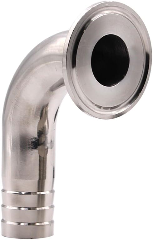 DERNORD 1.5" Tri Clamp 90 Degree Elbow Hose Barb Pipe Fitting (50.5MM Ferrule) - Tube OD: 1"/25MM