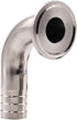 DERNORD 1.5" Tri Clamp 90 Degree Elbow Hose Barb Pipe Fitting (50.5MM Ferrule) - Tube OD: 1"/25MM