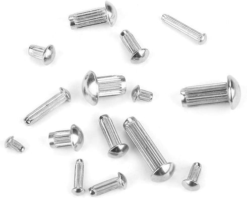 250pcs Round Head Solid Rivets, Knurled Shanks M2 M3 M4 M5 Stainless Steel Fasteners Assortment Kit