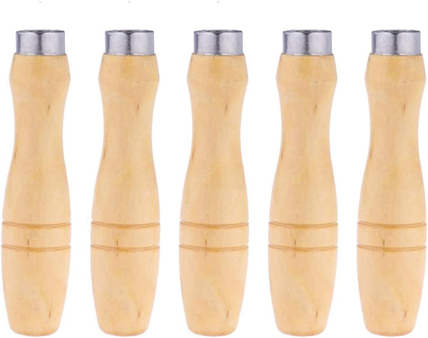 DOITOOL 10PCS Wooden File Handle with Metal Collars for Woodworking, Garage Tool Maintenance