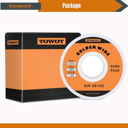 TOWOT Tin Lead Rosin Core Solder Wire for Electrical Soldering, 1.8% Solder Flux Sn60-Pb40, 0.6mm, 100g