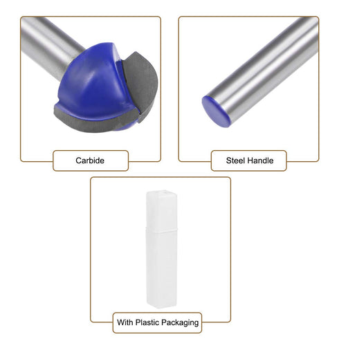 uxcell Router Bit 1/4" Shank, 5/8" Cutting Dia. Core Box, 2 Flutes Carbide for Woodworking