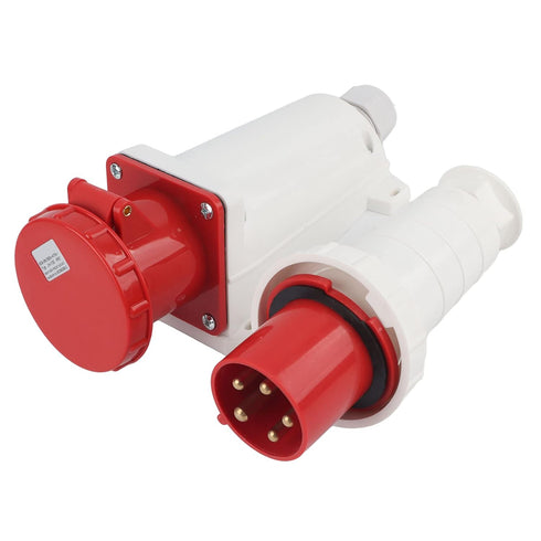380-415V 63A Electrical Cord Connector - Waterproof 3P+N+E 5 Pin Power Socket for 6-16mm² Cable