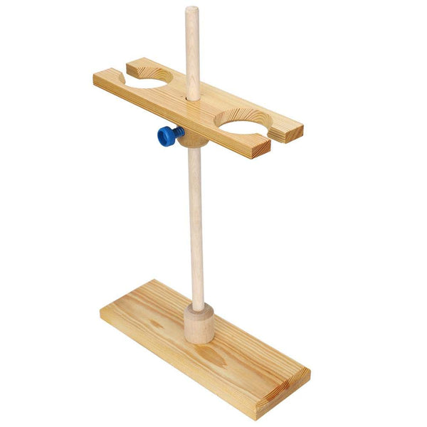 2 Holes Funnel Stand, Adjustable Height Wooden Lab Separating Funnel Rack for School Laboratory Experiment