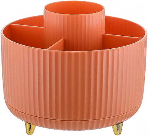 Desk Pencil Pen Holder, 5 Slots, 360° Degree Rotating Organizer, Desktop Storage for Office School Home