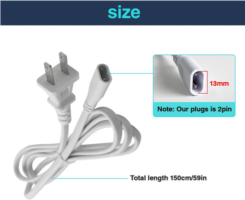 cezelux 1.5M 5ft 10a 2 Hexagon LED Lights Power Cord Connectors Hex Lighting pin Power Cable for Hexagon Garage Light