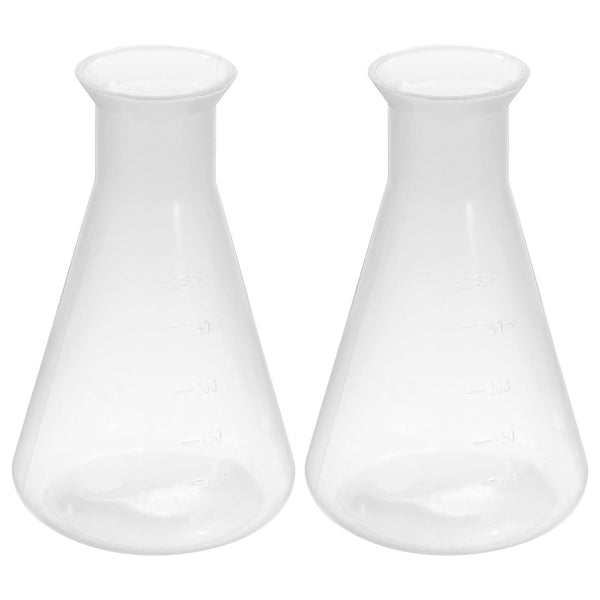 PATIKIL 250ml Plastic Erlenmeyer Flask - 2 Pack Wide Mouth Conical Flask for Laboratory, Clear