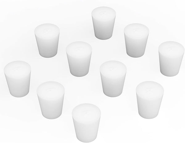 Silicone Rubber Stopper (10-Pack, Size 4#) Tapered White Stoppers for Laboratory Sealing