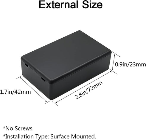 LeMotech Project Box 10 Pieces ABS Plastic Electrical Project Case Small Junction Box for Electronics Black 2.83 x 1.65 x 0.91 inch (72x 42x 23 mm)