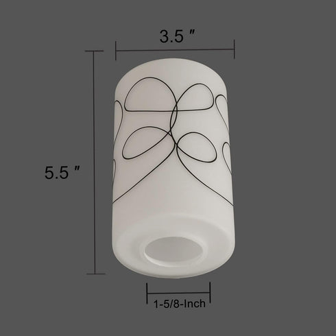 2 Pack 1-5/8-Inch G0048 Modern Line Style Glass Shade, Cylinder Light Fixture Replacement Globe or Cover with Fitter