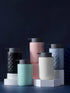 PAGOIAAR Countertop Soap Dispenser - Bathroom Pump Bottles, Refillable Ceramic Stripe Matte Lotions Dispensing Bottle