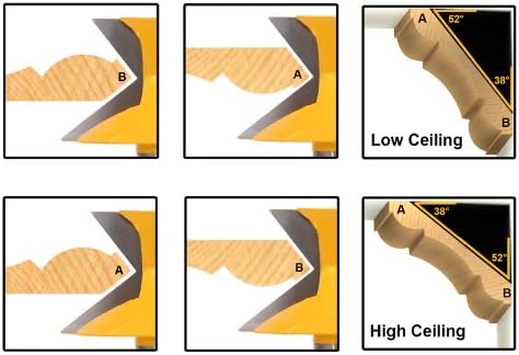 YONICO Crown Molding Miter Router Bits 52 Degree X 38 Degree 1/2-Inch Shank 16143