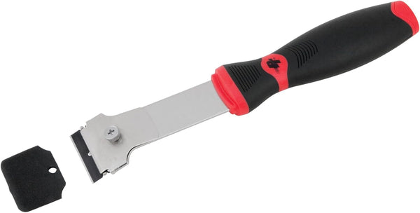 Performance Tool W7508 BX5 Glass Scraper with Extended Reach and Ergonomic Grip - 5x Durability SK2 Steel Blades for Label and Overspray Removal by Performance Tool
