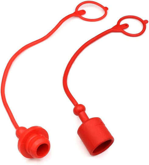 Hydraulic Coupler Dust Cap Plug Set 3/4 ISO-B,CEKER Hydraulic Dust Covers Male Female Quick Connects Fittings,Red Cap with Retention Ring Keeps Cap Attached to Hose 1Pack by CEKER