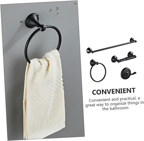 1set Stainless Steel Towel Rack Bathroom Towel Holder Toilet Hanger Black Elegant and Design Space-Saving Bathroom